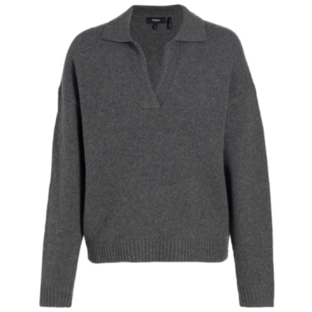 THEORY Scallop Polo Sweater